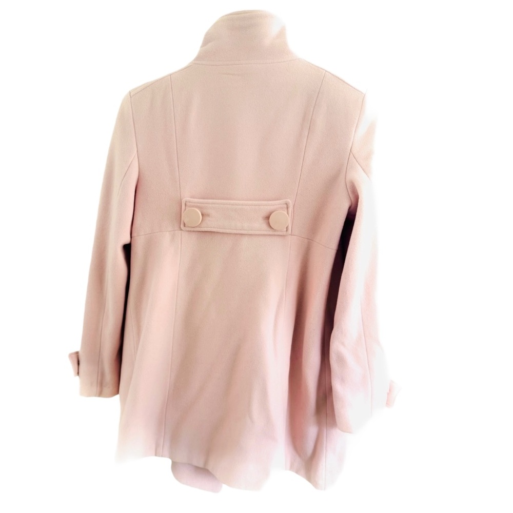 Zara Pink Wool Blend Pea Coat Double Breasted Jacket M Coquette - Picture 7 of 11